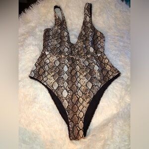 Kendall & Kylie Cream Brown One Piece Swimsuit